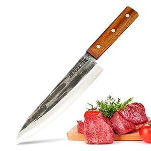 JENZESIR 8 Inch Professional Japanese Chef Knife,Handmade Forged Gyuto Cleaver 3 Layer 8CR13MOV Clad Steel w/octagon Handle Sushi Knife for Home Kitchen & Restaurant