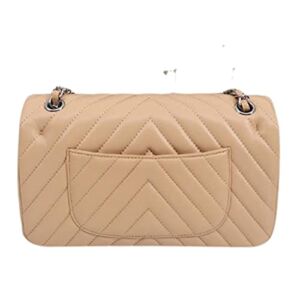 NC Luxury Women’s Handbag Bags Fashion Casual Plaid Chain Shoulder Bag Cowhie and Lambskin Classic Designer Flap Bags, apricotsilver