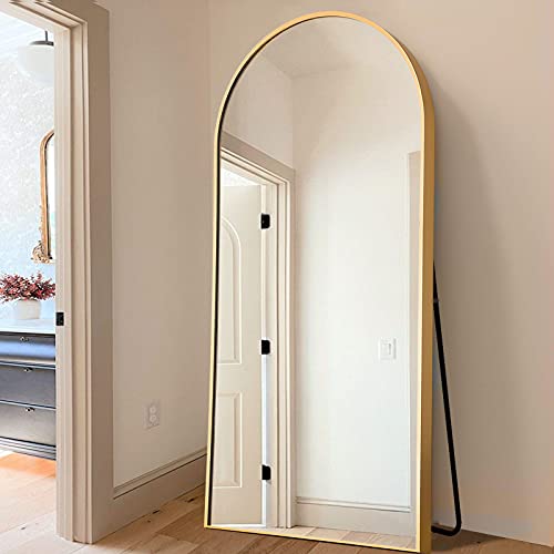 NeuType 71″x32″ Arched Full Length Mirror Large Arched Mirror Floor Mirror with Stand Large Bedroom Mirror Standing or Leaning Against Wall Aluminum Alloy Frame Dressing Mirror, Gold | The Storepaperoomates Retail Market - Fast Affordable Shopping