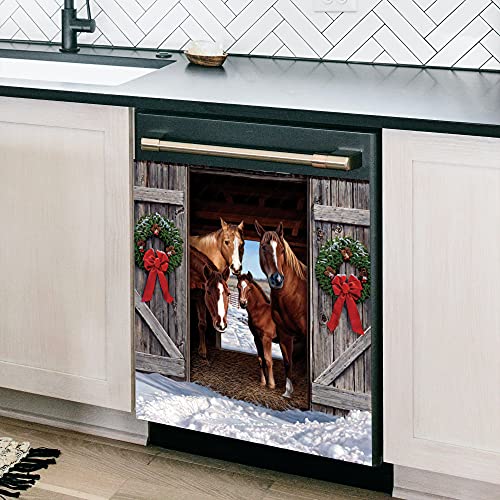 Yosa Farmhouse Horse Dishwasher Cover Magnetic Sticker, Farm Kitchen Christmas Refrierator Panel Cpver Decal,Animal Home Decor Winter Snow Sticker 23x26inch | The Storepaperoomates Retail Market - Fast Affordable Shopping