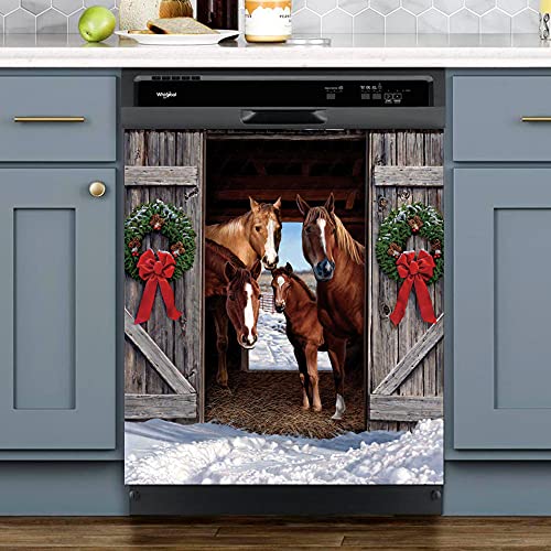Yosa Farmhouse Horse Dishwasher Cover Magnetic Sticker, Farm Kitchen Christmas Refrierator Panel Cpver Decal,Animal Home Decor Winter Snow Sticker 23x26inch | The Storepaperoomates Retail Market - Fast Affordable Shopping