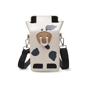 Cow Pattern Milk Box Purse Crossbody Shoulder Bag Cute Phone Wallet for Women Girls