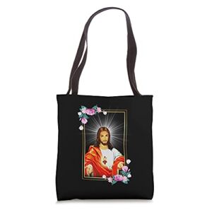 Sacred Heart of Jesus Christ Catholic Immaculate Heart Tote Bag