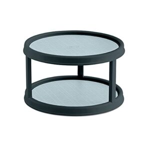 Copco Non-Skid 2-Tier Pantry Cabinet Lazy Susan Turntable, 12-Inch, Charcoal/Light Gray