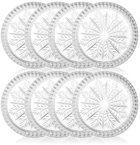 Yesland 8 Pack Crystal Coasters – 3.75 Inch Snowflake Glass Coasters and Coaster Barware – Clear Drink Coasters and Coasters Set for Home, Office, Kitchen, Bar, Dining Room, Living Room, Patio