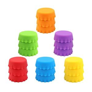 LEEFONE 18 PCS Silicone Rubber Bottle Caps, Reusable Beer Caps for Home Brewing Beer, Soft Drink, Wine Bottle, Beer Bottle, Soda Bottles Kitchen Gadgets (Multi-color)