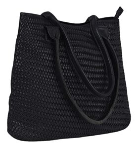 ANTONIO VALERIA Alice Black Braided Washed Leather HandBag for Women