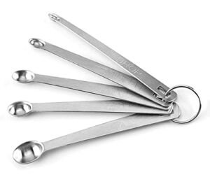 MUYIYOOH 5PCS Stainless Steel Measuring Spoons Mini Spoon for Home Kitchen Baking Cooking- 1/64, 1/32, 1/16, 1/8 and 1/4 Teaspoon