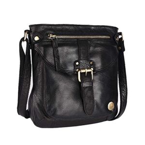 LEDERBUCK Real Leather Small Crossbody Handbags & Purses for Women – Crossover over the Shoulder Bag (Black)