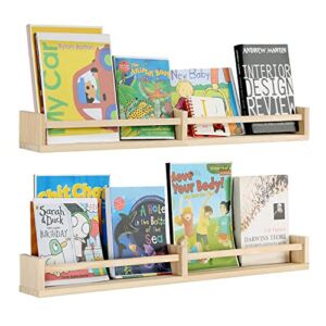 Nursery Bookshelves,32Inch, Floating Nursery Shelves – Set of 2 -Book Shelf Organizer for Baby Nursery Room Decor, Wall Shelves for Kitchen Spice Rack, Pine