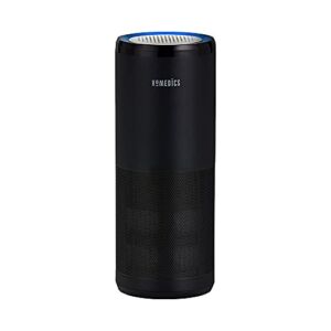 HoMedics TotalClean 4-in-1 Portable Air Purifier, Small Spaces, Removes Bacteria, Allergens, Dust, Germs, 360- Degree HEPA-Type Filter, UV-C Light Technology, Activated Carbon Reduces Odors, Black