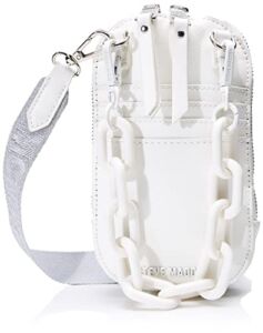 Steve Madden womens Steve Madden QUICKLY Quilted Phone Crossbody, White, One Size US