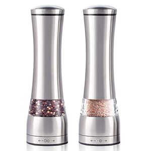 Stainless Steel Salt and Pepper Grinder, Refillable and Adjustable Coarseness Manual Pepper Mill, Professional Grinder for Spices and Seeds, Fits in Home, Kitchen, Outdoor (2 Packs)