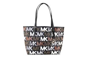 Michael Kors Jet Set Travel Medium Carryall Tote Graffiti Black Graphic MK Logo Multi