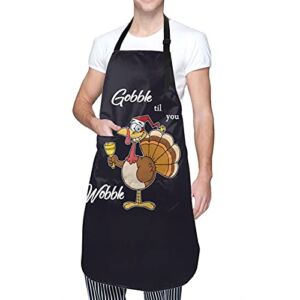 NVJUI JUFOPL Thanksgiving Turkey Apron for Men Women, Funny Aprons with 2 Pockets, Home Party Grill Baking
