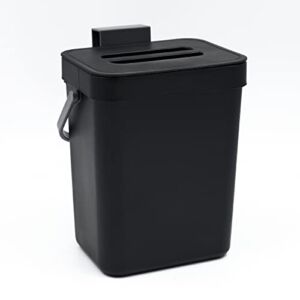 Cesun Small Trash Can with Lid Mini Kitchen Hanging Trash Can Tightly Sealed Odor Free, Small Countertop Compost Bin for Scraps from Daily Cooking, Mountable Trash Bin for Kitchen Counter, 3L Black