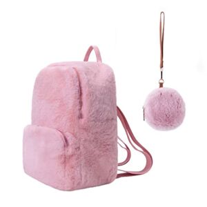Alissie Mini Purse Backpacks for Women Furry Bag Kawaii Fluffy Fuzzy School Bag Teen Girls anime Faux Fur 2 in 1 Travel Daypacks