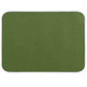 xigua Plain Dark Olive Green Solid Color Dish Drying Mats Tableware Absorption Water Mat Home Decor Drying Pad for Kitchen Countertop, 18 X 24 Inch