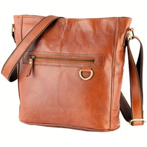 URBAN LEATHER 12 inch Womens Large Crossbody Bags Purses, Messenger Cross Body Sling Purse Handbags, Genuine Leather Crossover Brown Shoulder Designer Travel Bag Extra Long Wide Strap