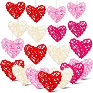 Juexica 36 Pieces Valentine’s Day Rattan Hearts DIY Heart Wicker Vase Filler Craft Natural Wicker Rattan Heart Balls Heart Shaped Rattan Balls Orbs Decor for Home Wedding Decoration (Heart Style)