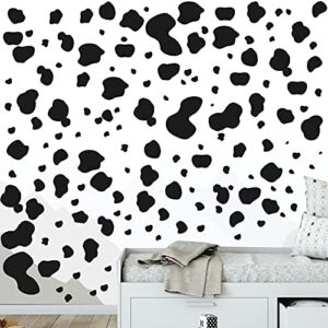 184 Pieces Cow Print Stickers, Adhesive Cow Wall Stickers Cow Print Vinyl Wall Art Decal Removable Cow Print Wall Decor Waterproof Animal Design Cow Decals for Walls Bedroom Living Room Nursery, Black