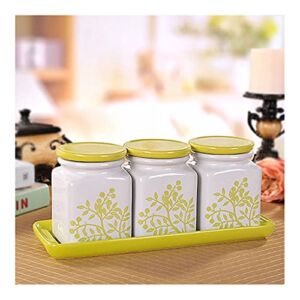 Storage Jars Spice Containers Set with Lids Spice Seasoning Bottle Ceramic Seasoning Container Tray with Lid Restaurant Seasoning Box Suitable for Home Kitchen Countertops Condiment Jar Spice Containe