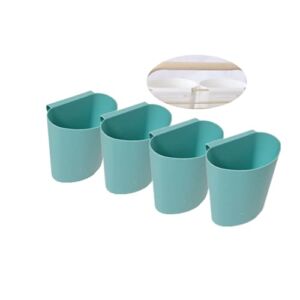4Pcs Hanging Cup Holder,Rolling Cart Accessories,Plant Containers,Hanging Flower Pots,Space Saver,Storage Bucket,Pencil Holder,Make Up Pencil Holder Office,Kitchen Wall Organizer Decor (Blue)