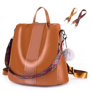 Herald Fashion Theft Proof Backpack Purse for Women Vintage Satchel Handbags Shoulder Anti Theft Multipurpose Travel bag Medium