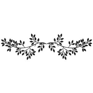 Hotop 2 Pieces Metal Tree Leaf Wall Decor Vine Olive Branch Leaf Wall Art Wrought Iron Scroll Sculptures Above The Bed, Living Room, Outdoor Decoration (Black)
