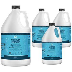 12% Hydrogen Peroxide Solution – 4 Gallons (Just Food-Grade H2O2 & Water!) – Ecofriendly Natural Cleaning Solution for Kitchen, Bath, Laundry, and Home – HDPE Jug with Child-Safe Cap Made in USA
