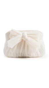 Loeffler Randall Women’s Mini Pleated Frame Clutch with Bow, Pearl, Off White, One Size