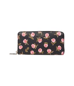 Kate Spade New York Spencer Ditsy Rose Printed PVC Zip Around Continental Wallet Black Multi One Size