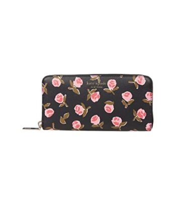 Kate Spade New York Spencer Ditsy Rose Printed PVC Zip Around Continental Wallet Black Multi One Size | The Storepaperoomates Retail Market - Fast Affordable Shopping
