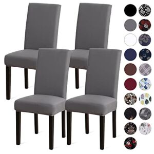 Sufdari Dining Chair Covers,Kitchen Chair Cover,Parsons Chair Slipcover,Spandex Chair Protectors for Dining Room Stretch Chairs Cover Set of 4 -Gray