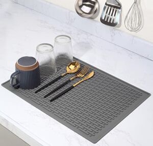 RECER Silicone Dish Drying Mat, Heat-resistant Drying Mat for Kitchen Counter, Easy to Drain and Clean, ,Eco-friendly, Non-Slip, Counter, Sink, or Bar