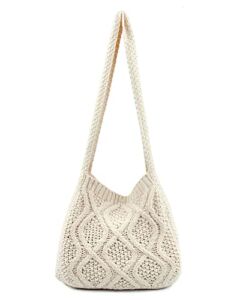 ENBEI Women’s Shoulder Handbags Crochet Bags Shoulder Shopping Bag tote bag aesthetic canvas tote cute tote bags(White)