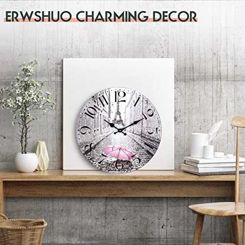 Wall Clock for Living Room Decor-Paris Decor for Bedroom-12 Inch Decorative Wall Clocks Battery Operated Non Ticking-Rustic Home Decor Round Wooden Wall Clocks for Kitchen Bedroom Bathroom Office | The Storepaperoomates Retail Market - Fast Affordable Shopping