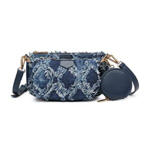 MARCO M KELLY Small Crossbody Bags for Women Multipurpose Lightweight Shoulder Handbag with Coin Purse 3pcs Set, Denim Blue