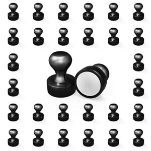 Black Magnetic Push Pins, 30 PCS Refrigerator Magnets, Small Magnets for Fridge Crafts，Multi-Use Premium Brushed Nickel ,Use at Kitchen Home Office School Classroom