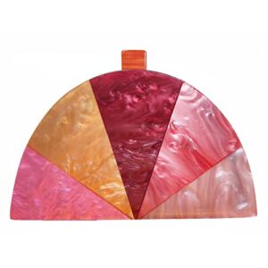 WuYangSto Acrylic Clutch Purse,Semicircle Colorful,Women’s Evening Bag For Weddings Party Prom (Orange)