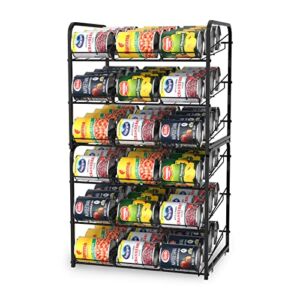 HAITRAL 2 Pack Can Rack Organizer, 3 Tier Stackable Can Storage Dispenser Holder, for Food Storage, Countertops or Kitchen Cabinets, Storage for 36 Cans (Each), Black