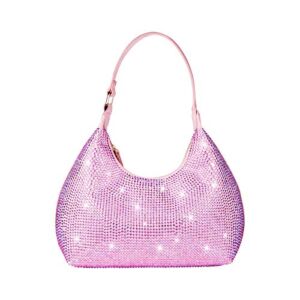 Gripit Rhinestone Purse Hot Pink Clutch Purses for Women Evening Handbags Shoulder Diamond Purse Bling Crystal Bag purses for Wedding Prom