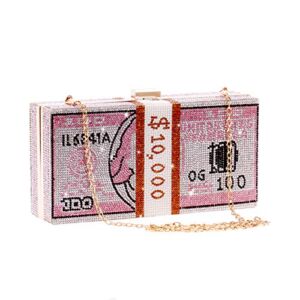 Gripit Crystal Money Bag Purse for Women Handbags Diamond Evening Purses and Clutches Wedding Glitter Money Clutch,Pink