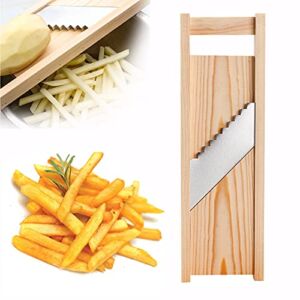 abodos Kitchen Potato Chopper, Professional Fries Chip Cutter with Stainless Steel Blade and Itemial Wooden Frame, for Home and Commercial Use, Fast Cutting, 8 x 10 mm