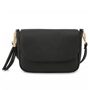 EVVE Crossbody Bags for Women – Flap Saddle Purse Style | Black