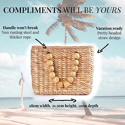 Straw Designer Tote Handbag, Trendy Summer Vacation 2022, Woven Wicker Purse, Shoulder Bag For Women, Drawstring + Stronger Handle | The Storepaperoomates Retail Market - Fast Affordable Shopping