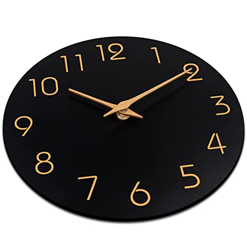 Mosewa Wall Clock 10 Inch Black Wall Clocks Battery Operated Silent Non-Ticking – Simple Minimalist Style Rose Gold Numbers Clock Decorative for Living Room,Kitchen,Home,Office,Bathroom(10″ Black) | The Storepaperoomates Retail Market - Fast Affordable Shopping