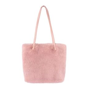 Fur Story Tote Bag Faux Fur Purses for Women Plush Handbag Fuzzy Shoulder Bag Big Capacity Black Purse for women’s Girls