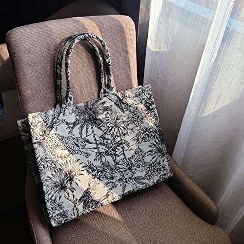 Fashion luxury tote bag cotton linen one shoulder handbag large capacity jacquard embroidery retro exquisite graffiti(L) | The Storepaperoomates Retail Market - Fast Affordable Shopping