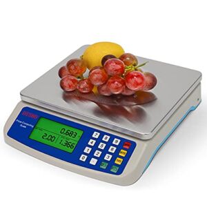 RUJIXU 30kg Electronic Kitchen Scale Stainless Steel Digital Food Scale Counting Balance with LCD Display Batteries Included and 6V poweradapter